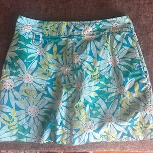 Lilly Pulitzer Aqua Floral A-Line Mini Skirt